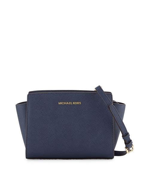 michael kors selma saffiano leather mini messenger navy|MICHAEL Michael Kors Women's Selma Mini Messenger, Navy, .